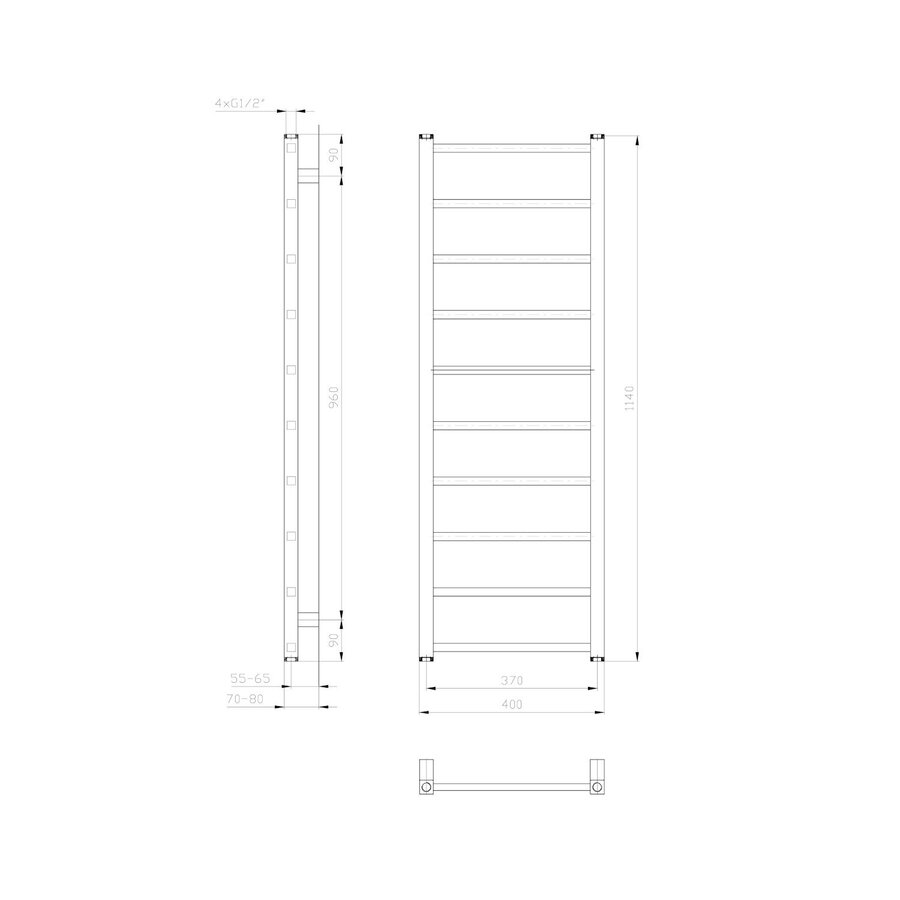 Designradiator Sapho Metro Light 40x114 cm Wit
