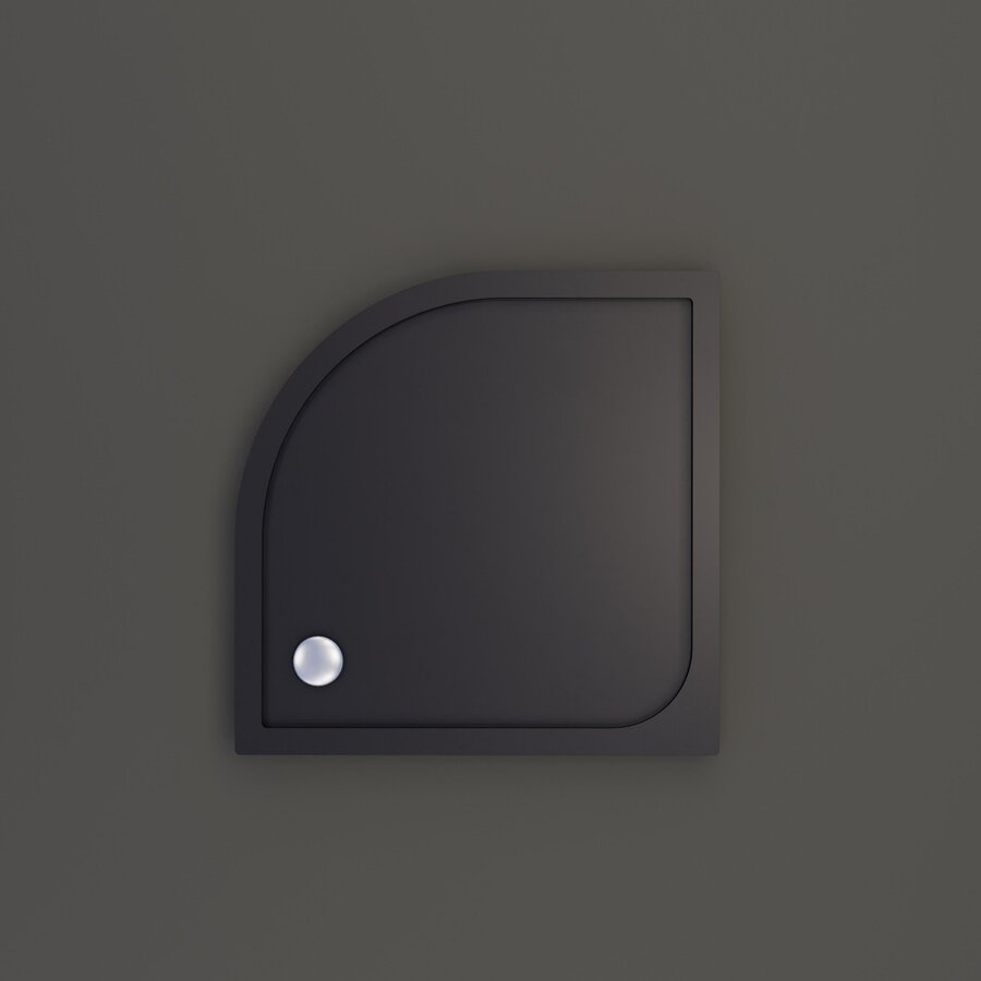 Douchebak BWS Kwart Rond Cast Marble 80x80 cm Zelfdragend Mat Zwart