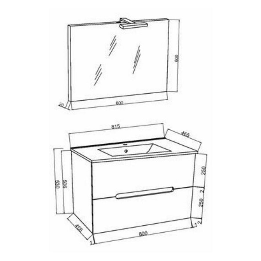 Badkamermeubelset Van Marcke Arco Compleet Set 80CM Pastelblauw Rook Eiken Met Spiegel