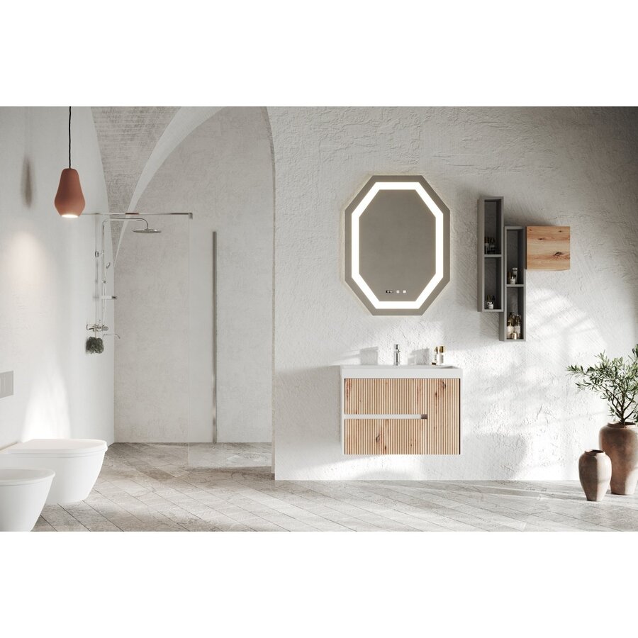 Badkamerkast Van Marcke Friuli 80 cm Gouden Eik Met Wastafel