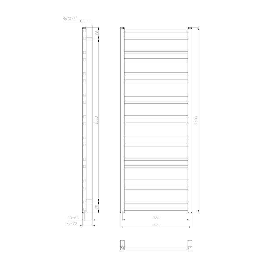 Designradiator Sapho Metro Dos 55x143 cm Wit