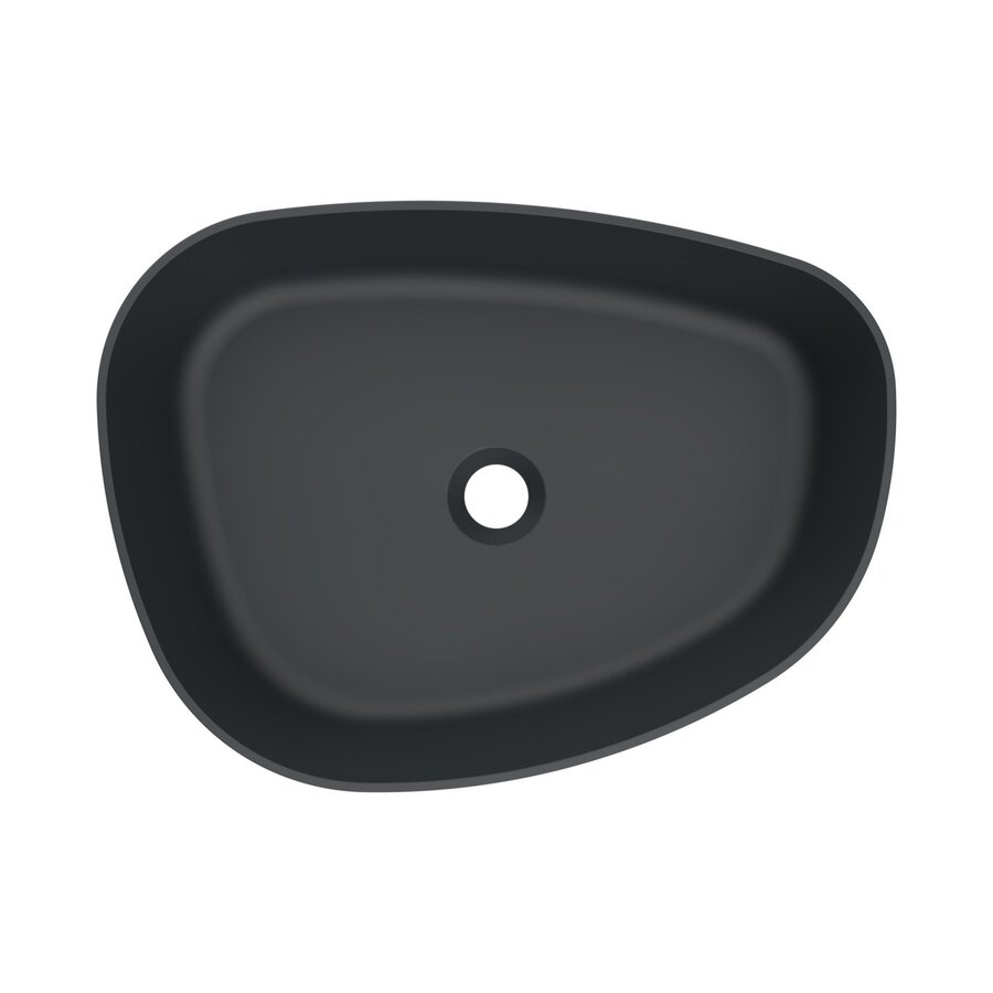 Waskom Arcqua Rocker Cast Marble 50x37 cm Organisch Links Mat Antraciet