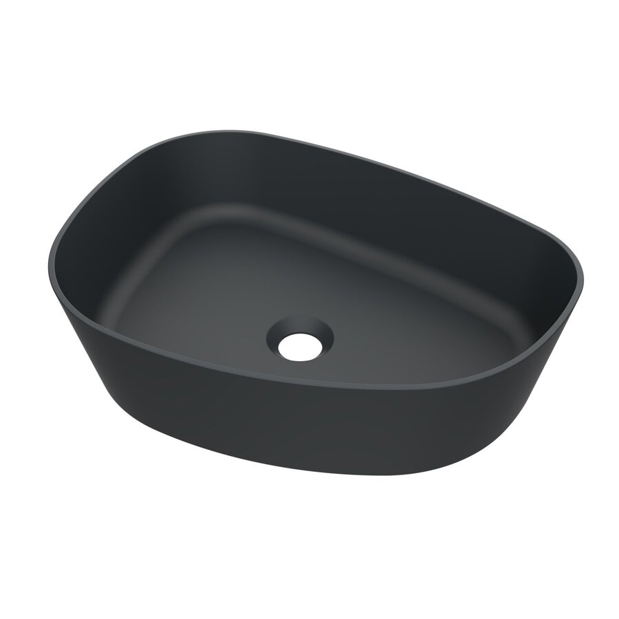 Waskom Arcqua Rocker Cast Marble 50x37 cm Organisch Links Mat Antraciet