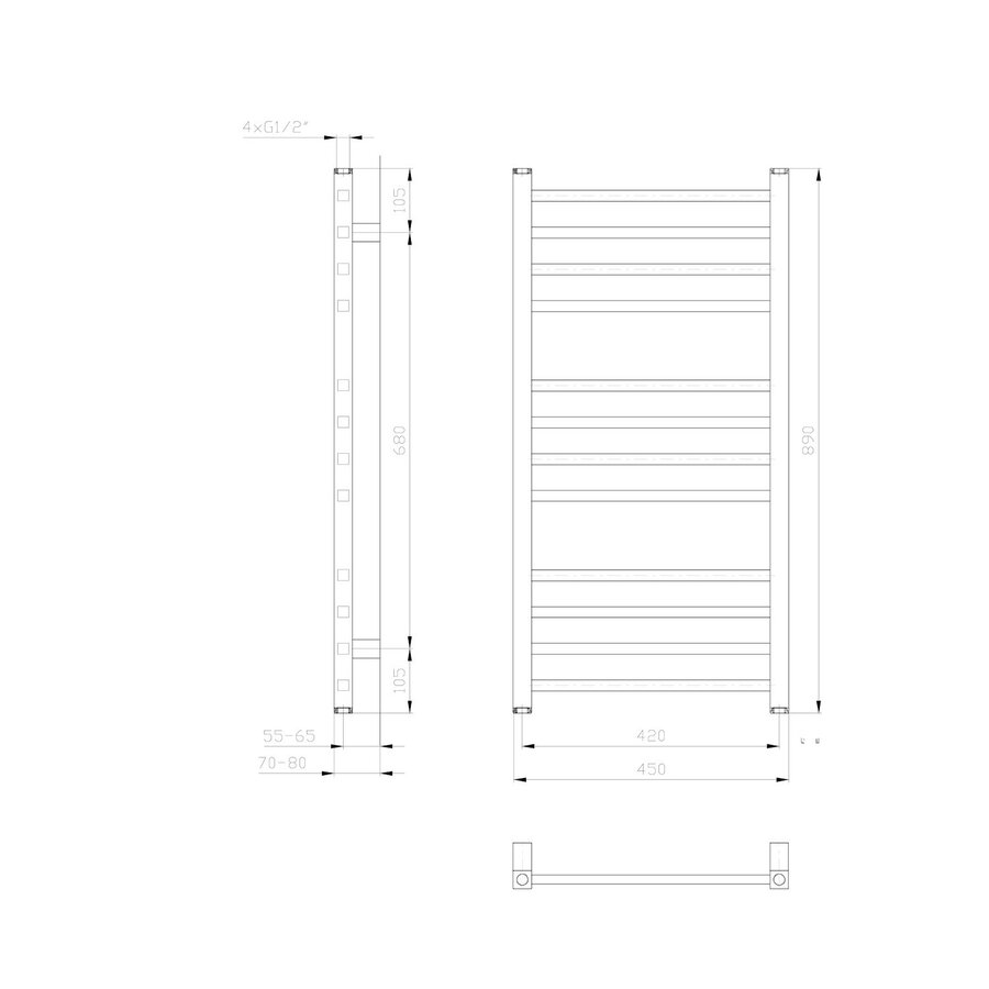 Designradiator Sapho Metro 45x89cm Wit