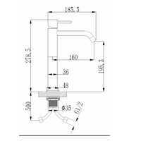 Wastafelmengkraan Hoog BWS Uitloop 19.5 cm 1-hendel Geborsteld Staal