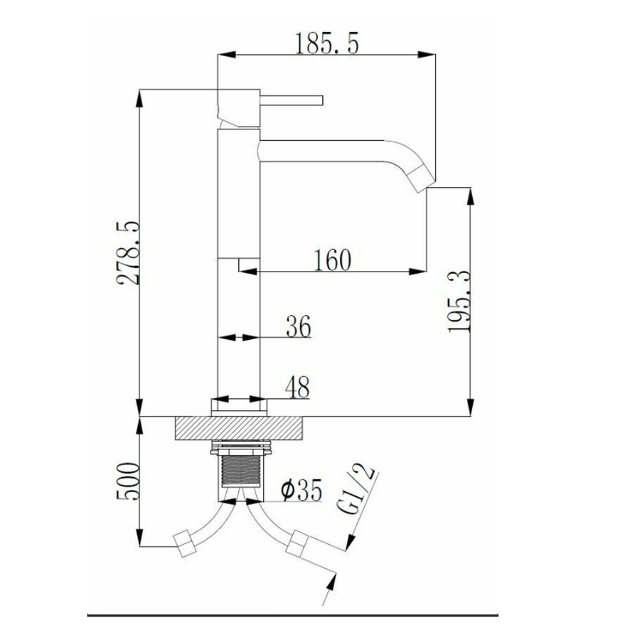 Wastafelmengkraan Hoog BWS Uitloop 19.5 cm 1-hendel Geborsteld Staal