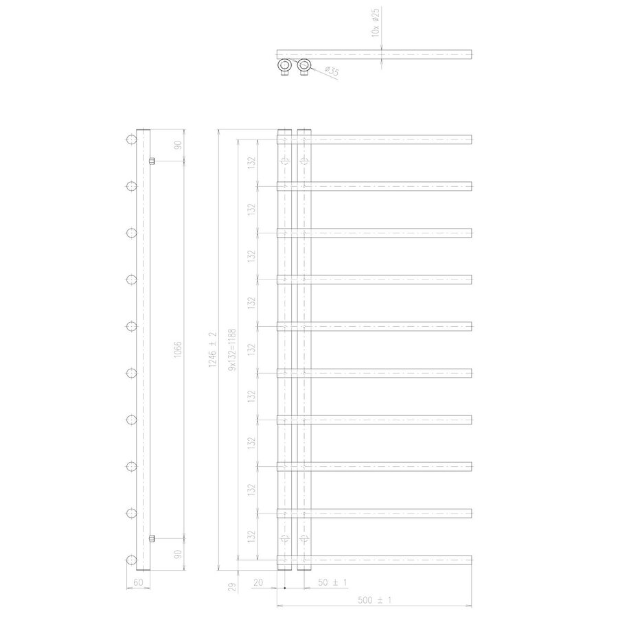 Designradiator Sapho Justina 50x124,6 cm 340W Mat Wit