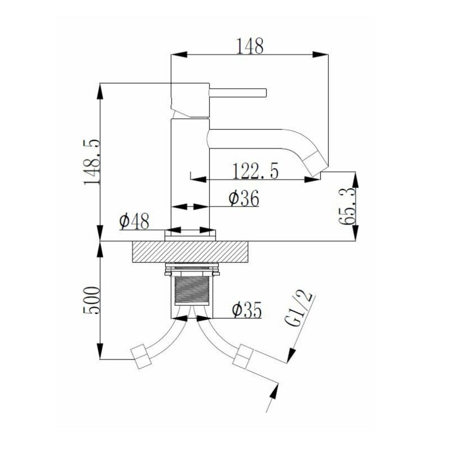 Wastafelmengkraan Opbouw BWS Uitloop 6.5 cm 1-hendel Gunmetal