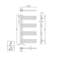 Handdoekradiator Sapho Dorlion Recht 50x90 cm Mat Zwart