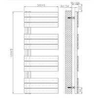 Elektrische Handdoekradiator BWS Russ Links aansluiting 593W 120x50 cm Mat Zwart
