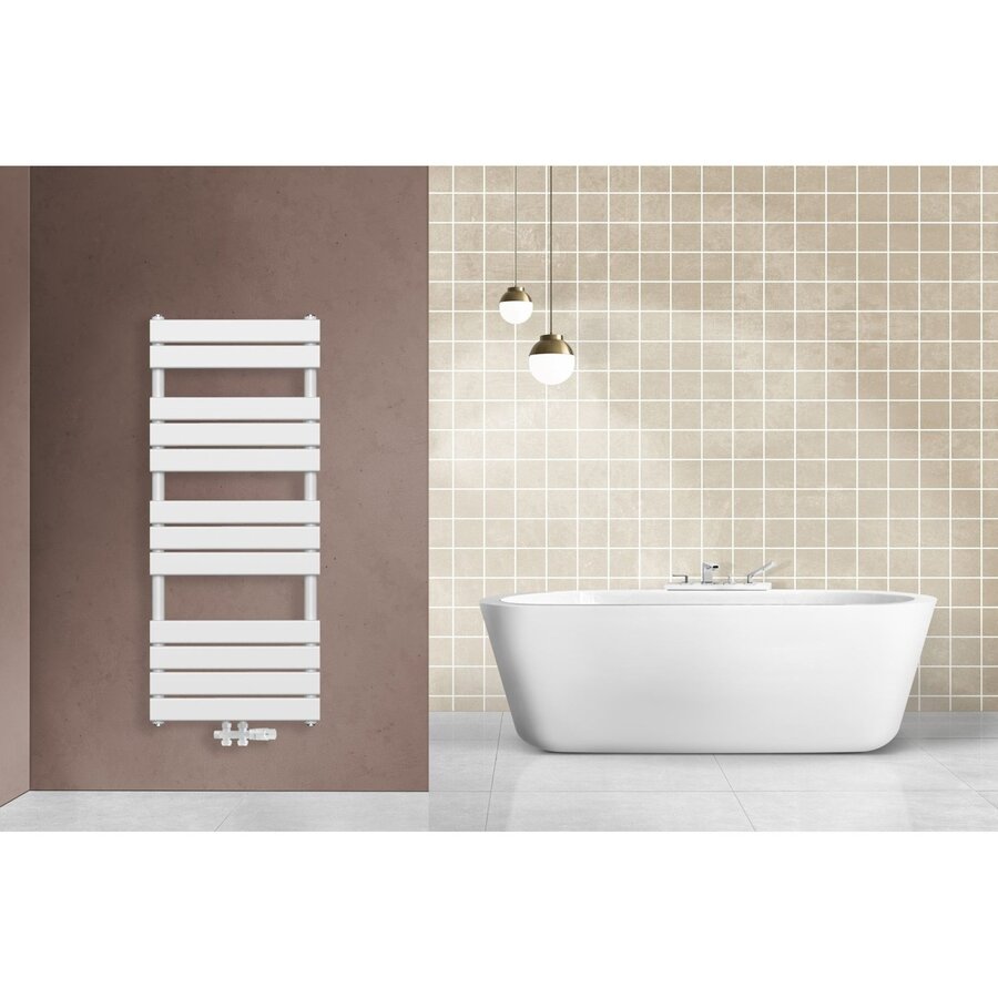Handdoekradiator BWS Ress Middenaansluiting 681W 120x50 cm Wit