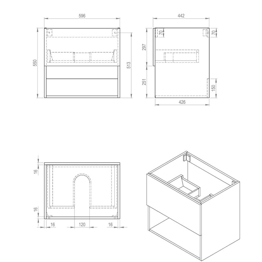Onderkast Best Design Rigatti Gefreesd 60 cm Mat Wit