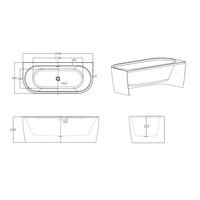 Half Vrijstaand Ligbad Best Design Bareiss 180x80x60 cm Acryl Glans Wit