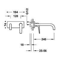 Wastafelkraan Inbouw Tres Fuji 24 Cm Met Bedieningsplaat Mat Rose Gold