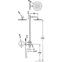 Regendouche Inbouw Tres Fuji 210 cm met Handdouche Mat Rose Gold