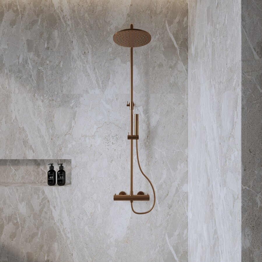 Opbouw Thermostatische Regendoucheset BWS Cemal Geborsteld Brons Koper