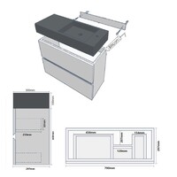 Badmeubel Casajoy Bold Onderkast 80 cm Eiken Met Wastafel Van Natuursteen 2 Lades