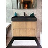 Casajoy Badmeubel Casajoy Bold Onderkast 80 cm 2 Lades Eiken Met Natuurstenen Wastafel