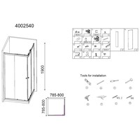 Douche Hoekinstap Best Design Project 80x80x190cm Glas 5mm Aluminium Profiel
