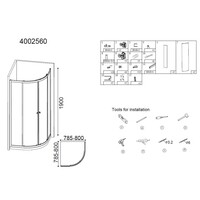 Douchecabine Best Design Project 1/4 Ronde Douchecabine 80x80x190cm Glas 5mm Aluminium Profiel