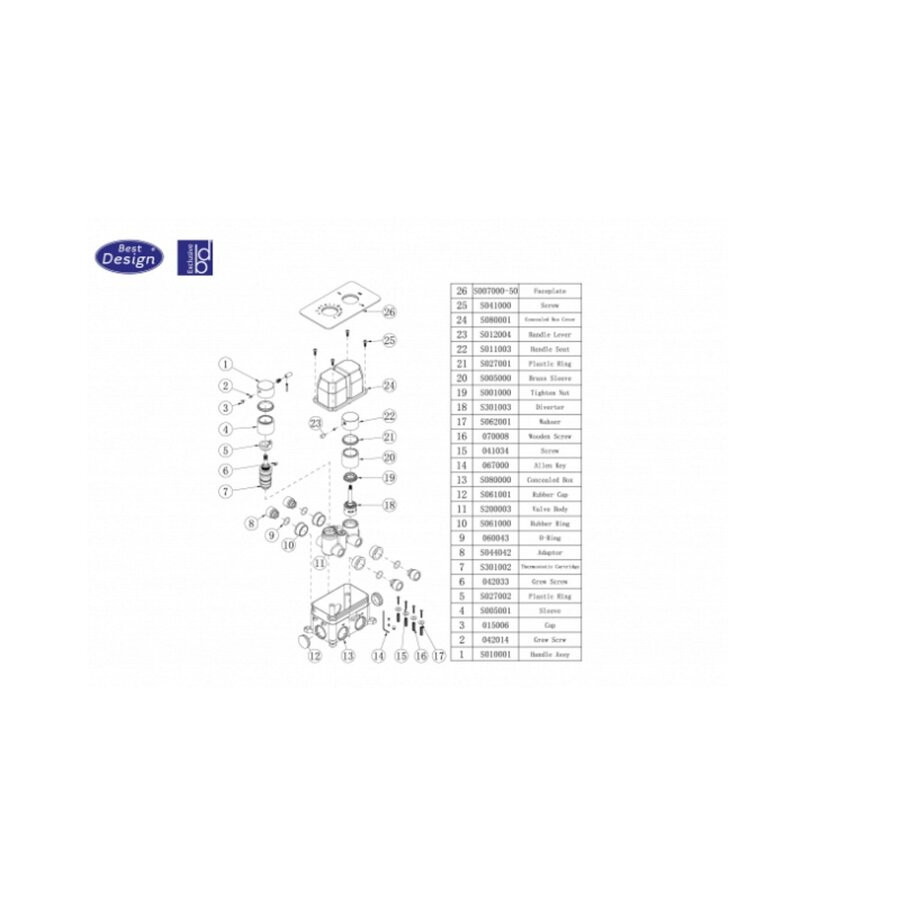 Best-Design "One-Pack" Inbouw-Regendoucheset "Moya-M-300" Gunmetal