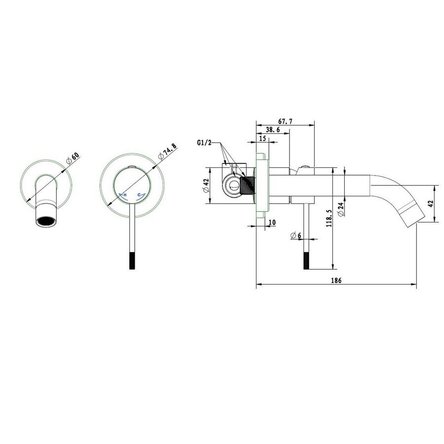 Best-Design "Lyon-Decorata" inbouw-wandmengkraan uitl=20cm Rosé Mat Goud