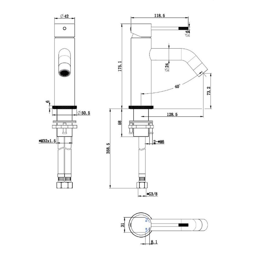 Best-Design "Nancy-Polina" Wastafelmengkraan Mat-Goud