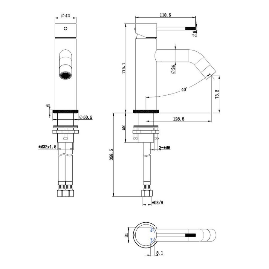 Best-Design "Lyon-Polina" Wastafelmengkraan Rosé Mat Goud
