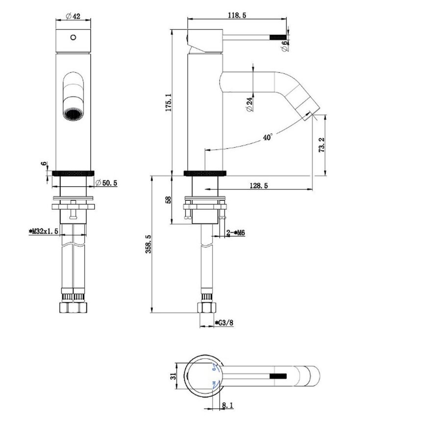 Best-Design "Moya-Polina" Wastafelmengkraan Gunmetal