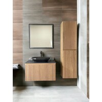 Badmeubel Casajoy Bold Onderkast 80 cm Met Strepen Eiken  Met Topblad Donkergrijs