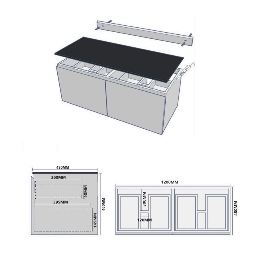 Badmeubel Casajoy Bold Topblad Wit Onderkast 120 cm Met Strepen Eiken