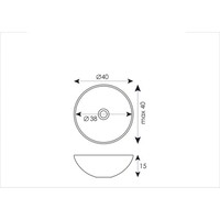 Waskom BWS Dorn 40X40X15cm Rond Solid Mat Zwart