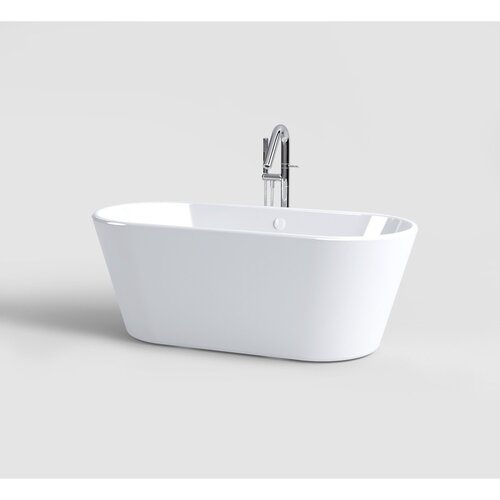 Clou InBe Vrijstaand Ligbad Ovaal 165x73.5x61.5 cm Acryl Wit Met Overloop Wit 