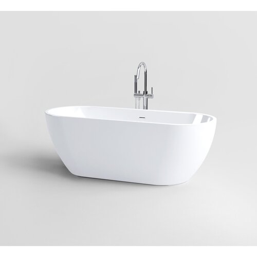 Clou InBe Vrijstaand Ligbad Ovaal 170x67x60 cm Acryl Wit Met Overloop Wit 