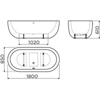 Clou InBe Vrijstaand Ligbad Ovaal 180x85x61 cm Acryl Wit Met Overloop Wit