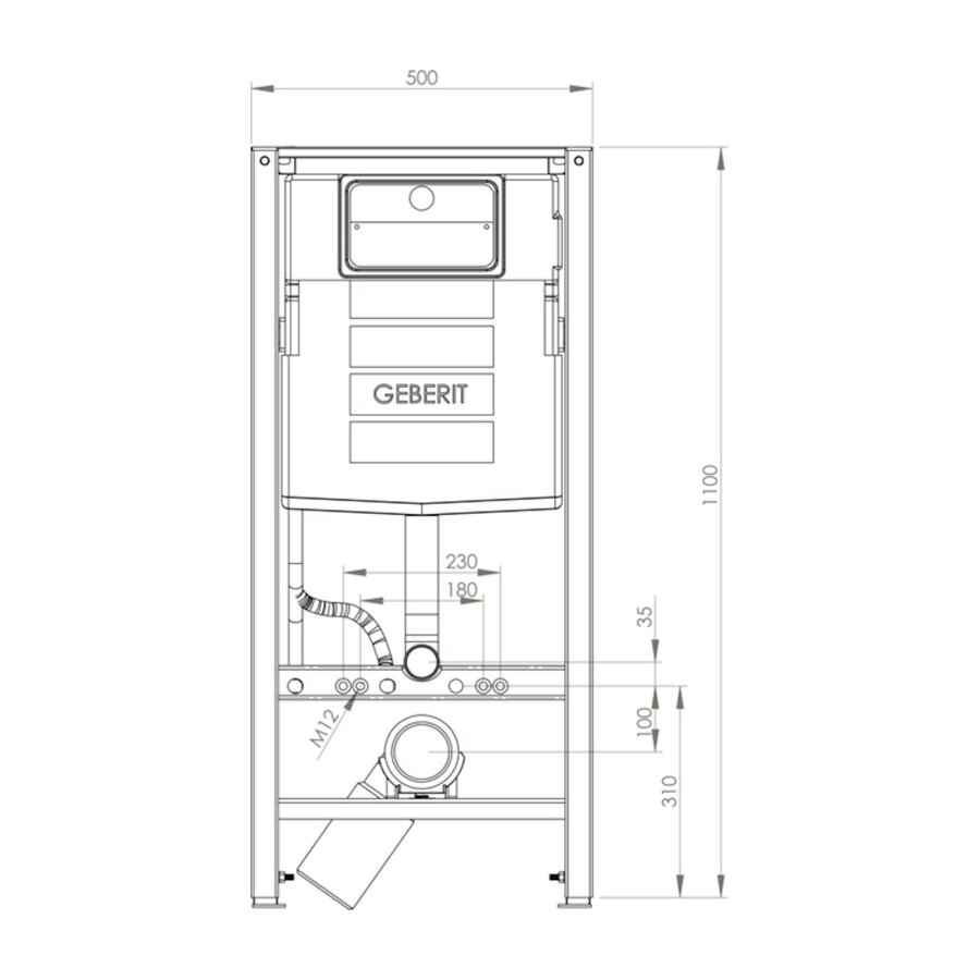 Plieger UP320 Inbouwreservoir Zelfdragend Met Geberit Reservoir Dualflush Frontbediening en Isolatiemat Zwart
