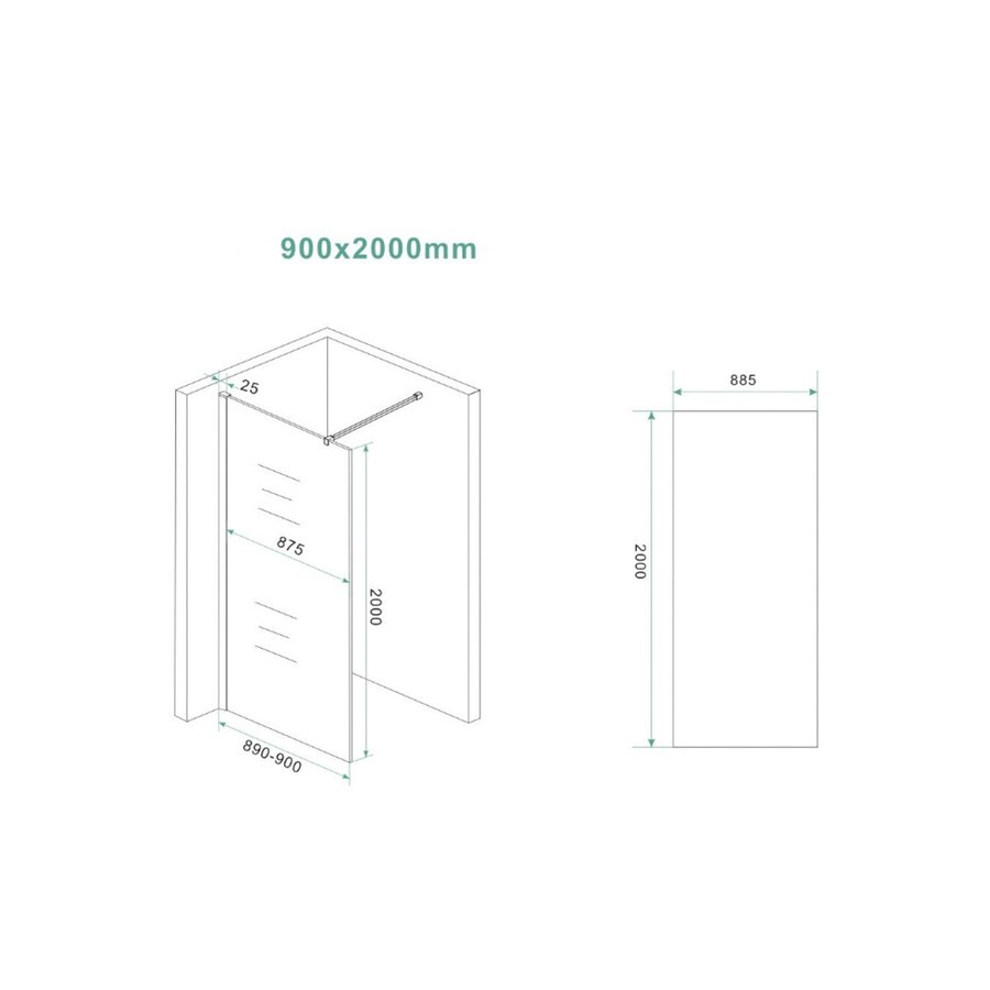 Inloopdouche Wiesbaden Slim Brons Rookglas 90x200 8mm Nano Coating