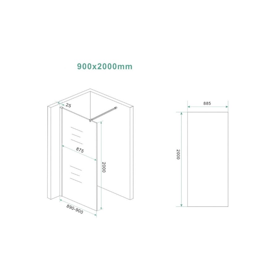 Inloopdouche BWS Danielle Brons Rookglas 90x200 8mm Nano Coating
