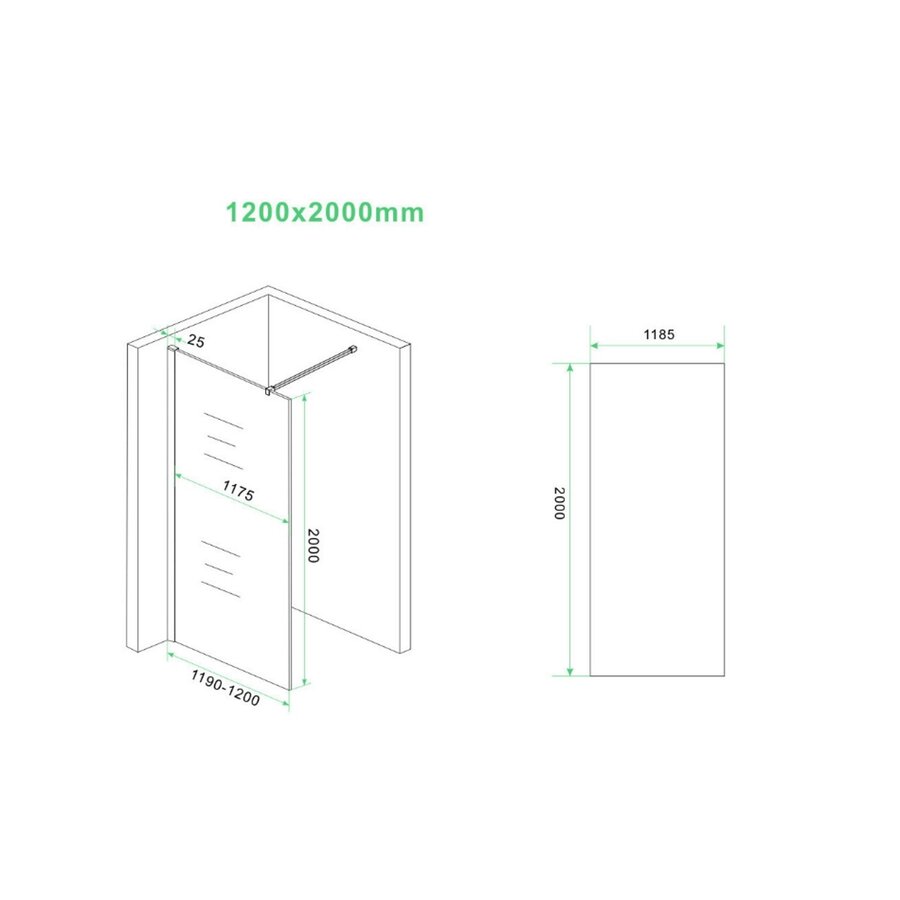 Inloopdouche Wiesbaden Slim Brons Rookglas 120x200 8mm Nano Coating