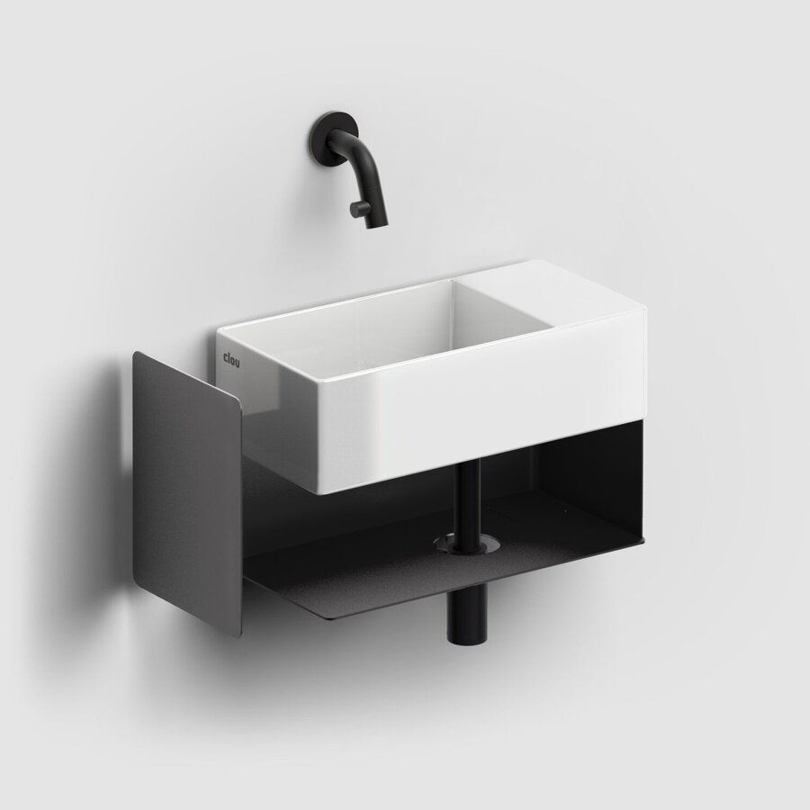 Fonteinkast Clou New Flush Rechts 21.2x44x18 cm Mat Zwart