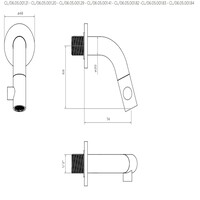 Fonteinkraan Clou Kaldur Korte Uitloop Wandmontage Goud Geborsteld PVD