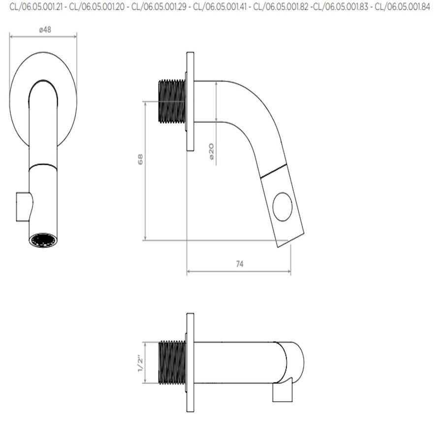 Fonteinkraan Clou Kaldur Korte Uitloop Wandmontage Goud Geborsteld PVD