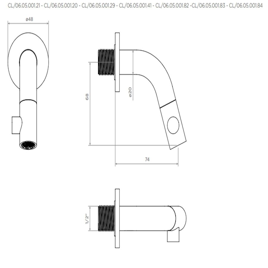 Fonteinkraan Clou Kaldur Korte Uitloop Wandmontage Gunmetal Geborsteld PVD