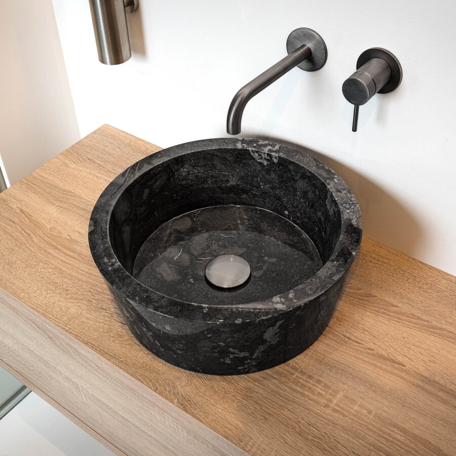 Waskom Loutro Bali B Rond 40x40x15 cm Marmer Black