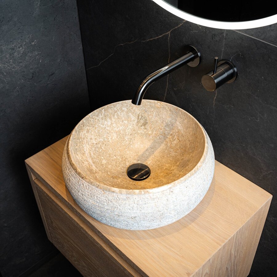 Waskom Loutro Rocky S Rond 40x40x15 cm Marmer Sand
