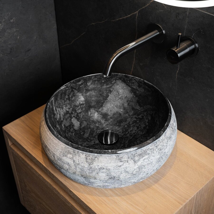 Waskom Loutro Rocky B Rond 40x40x15 cm Black