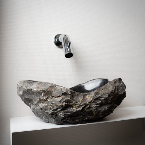 Waskom Loutro Kev B Rechthoek 25x12x10 cm Natuursteen Black 