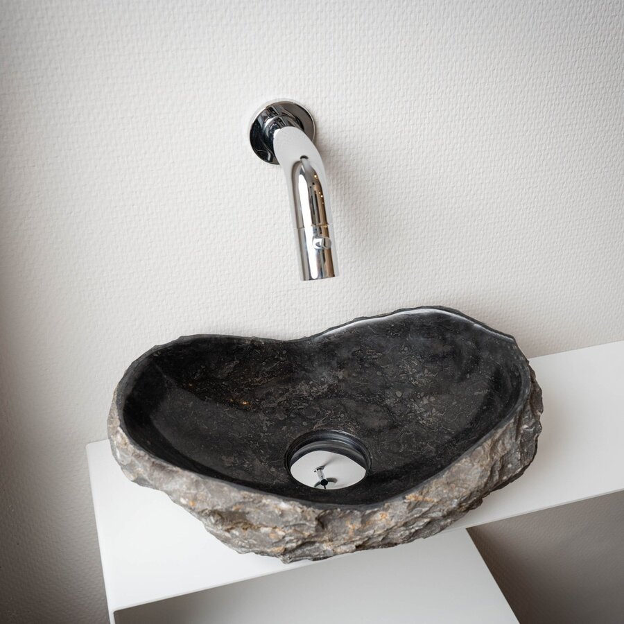 Waskom Loutro Kev B Rechthoek 25x12x10 cm Natuursteen Black