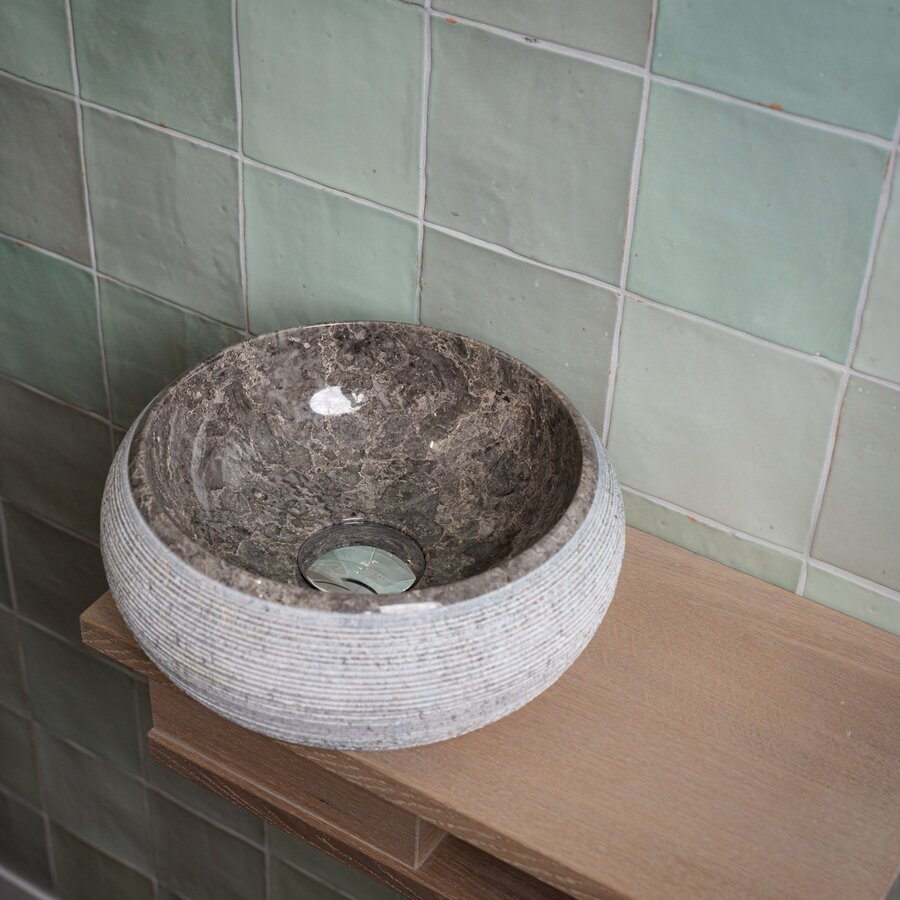 Waskom Loutro Rocky T Rond 20x20x12 cm Marmer Taupe