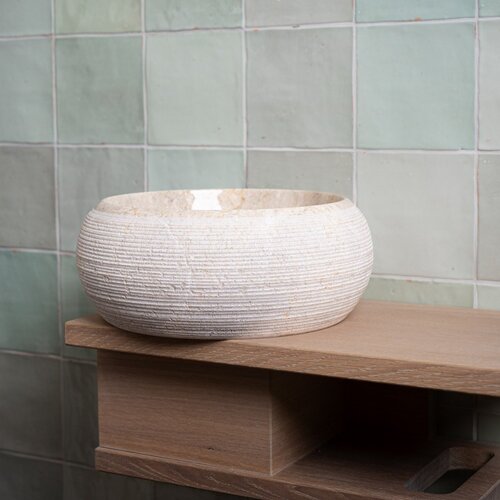 Waskom Loutro Rocky S Rond 25x25x12 cm Marmer Sand 